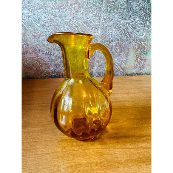Vintage hand blown glass pitcher Amber/Maganese - Picture 9 of 9